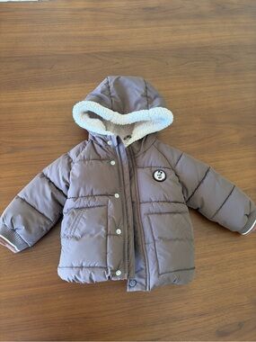 Micky Mouse brown puffer jacket 6-9 months gender neutral